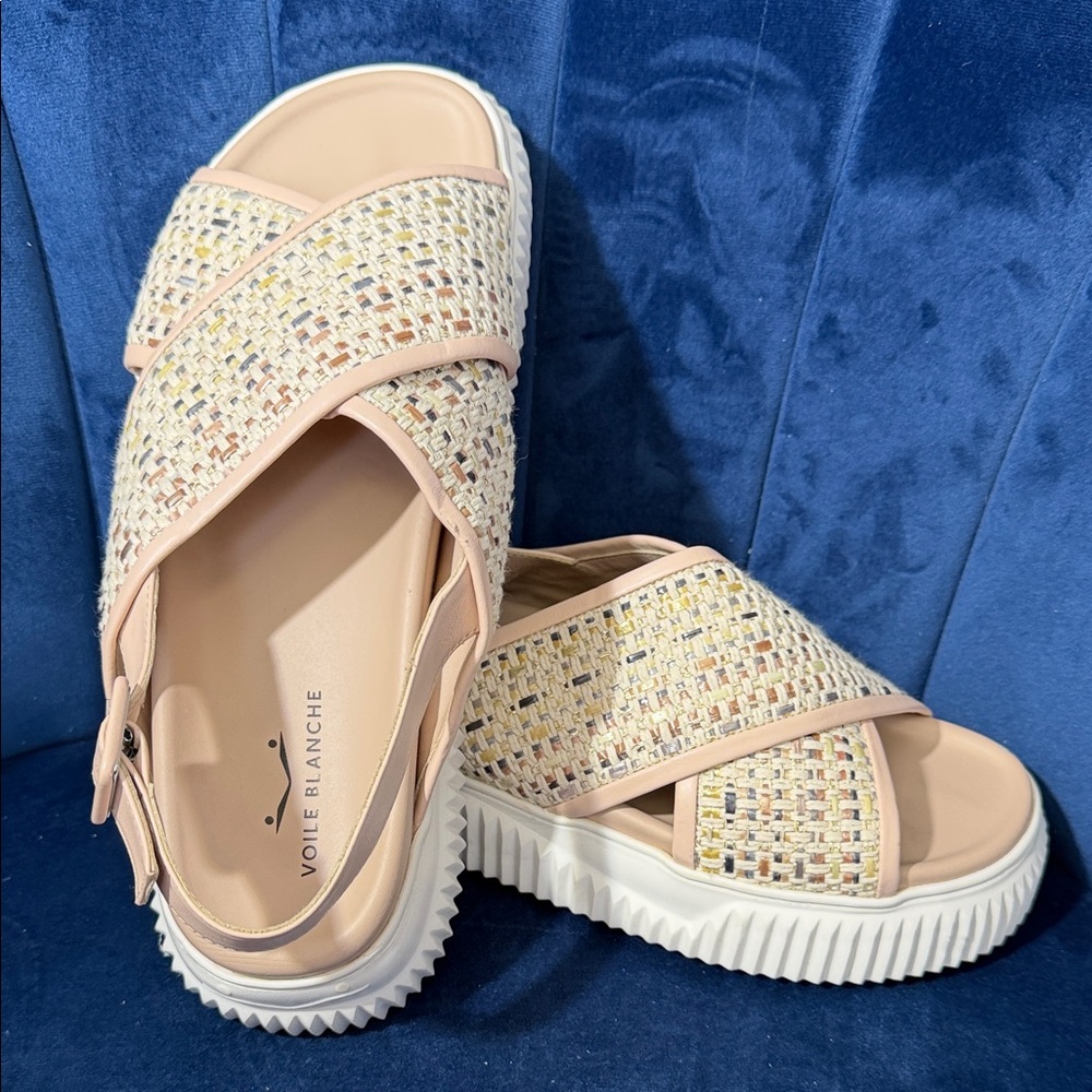 Voile Blanche BeigeWoven Platform Sandals
